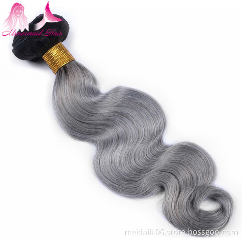 1b/grey ombre body wave hair new style virgin remy brazilian grey human hair for braiding